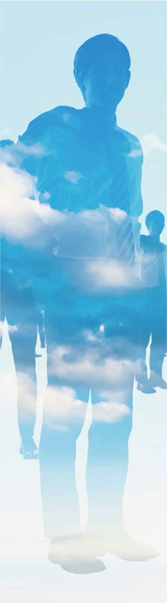 人と雲のシルエットイメージ